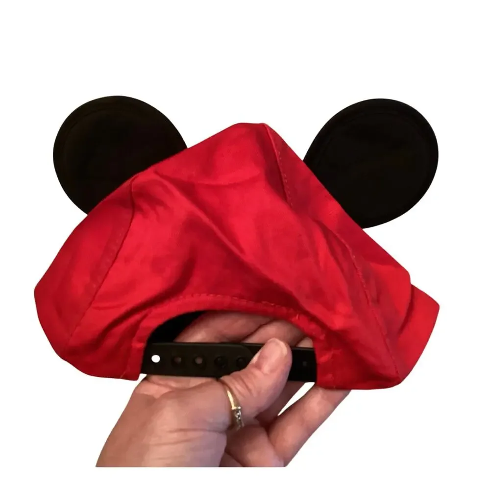 Disney Parks Mickey Mouse Kid Red Yellow Bill Baseball Cap 3D Ears and Signature